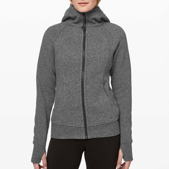 Lululemon Scuba Hoodie Light Cotton Fleece in Heathered Speckled Black Size 4 - Picture 1 of 12